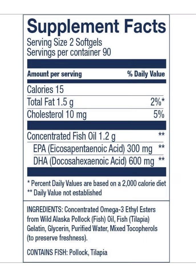 Wiley's Finest Wild Alaskan Fish Oil Peak DHA Brain Muscle Support 180 Softgels