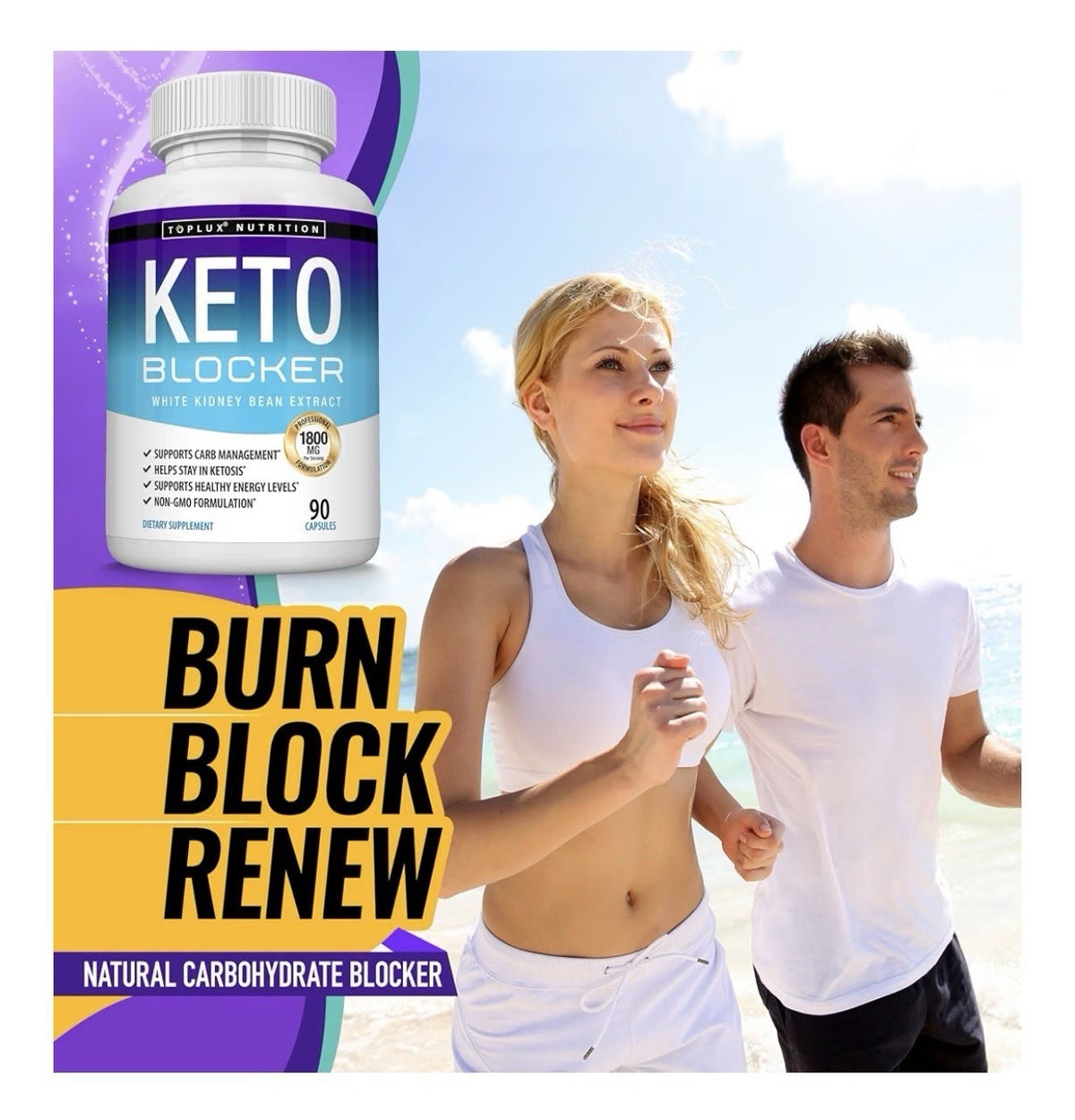 Toplux Keto Blocker White Kidney Bean Extract Natural 1800 mg 2 Pack