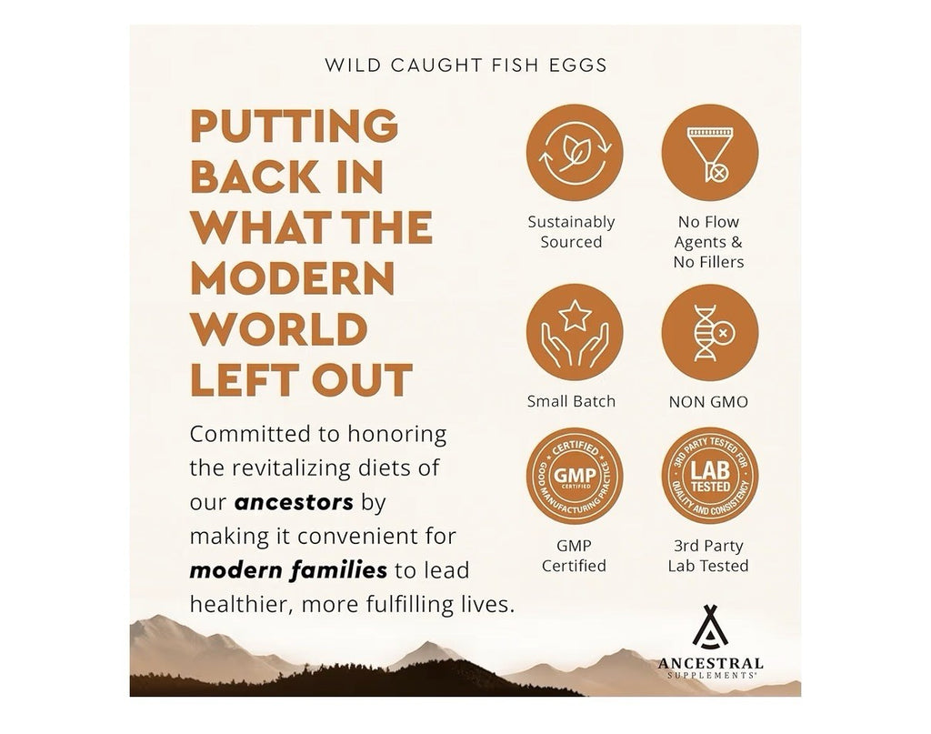 Ancestral Supplements Wild Caught Fish Eggs Pasture Raised 180 Capsules