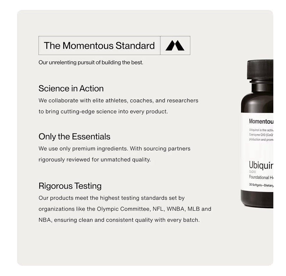 Momentous Ubiquinol CoQ10 Foundational Supplement 30 Capsules