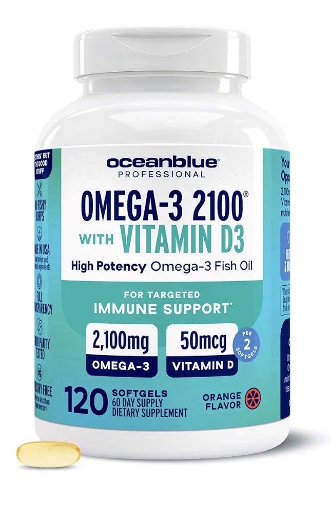 2 Pack Oceanblue Professional Omega-3 2100 with Vitamin D3 Triple Strength