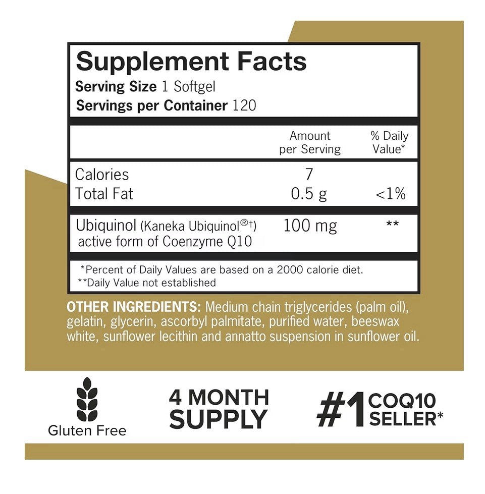 Qunol Ubiquinol CoQ10 200mg Antioxidant Heart Vascular Health Energy 120softgels