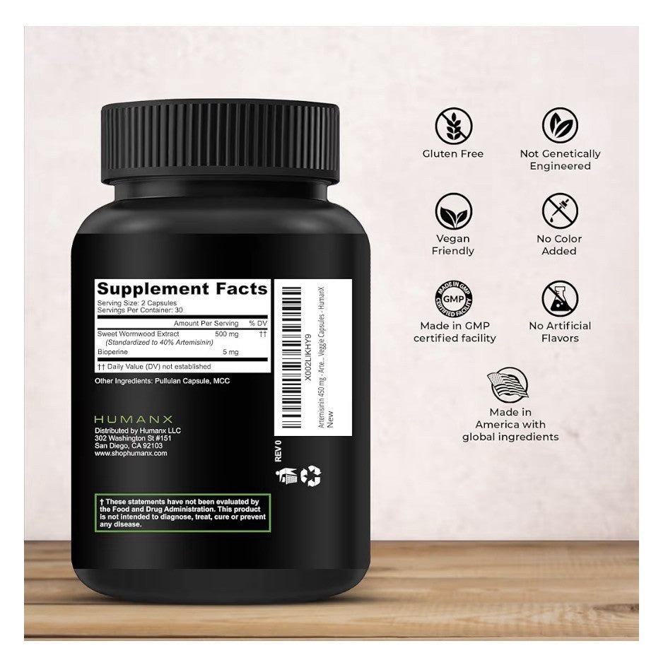 HUMANX Artemisinin+ Support Digestion Healthy Aging Immunity w/ Bioperine 60caps