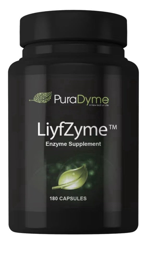 PuraDyme LiyfZyme Plant Based Digestive Enzyme Supplement 180 Veggie Capsules