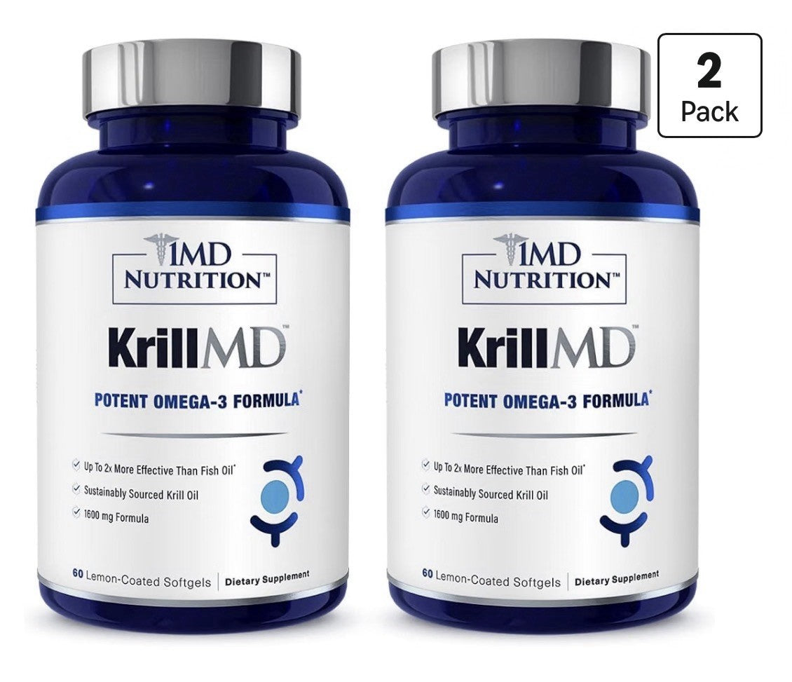 1MD Nutrition KrillMD Antarctic Krill Oil Omega 3 Astaxanthin EPA DHA 2 Pack