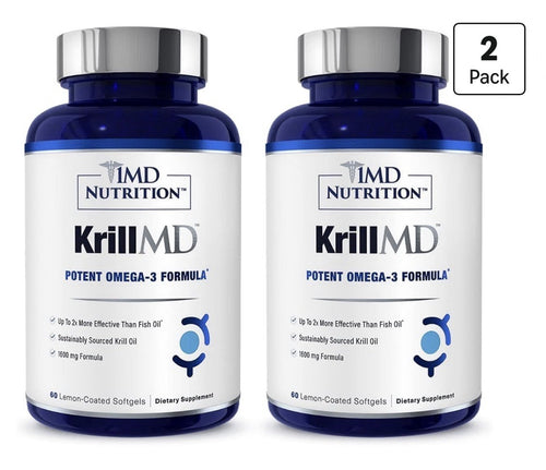 1MD Nutrition KrillMD Antarctic Krill Oil Omega 3 Astaxanthin EPA DHA 2 Pack