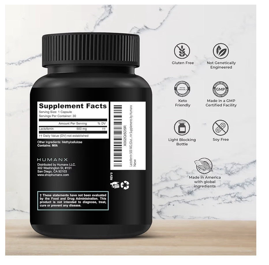 HUMANX Lactoferrin Support Healthy Immune Function 500mg Per Serving 30 Capsules