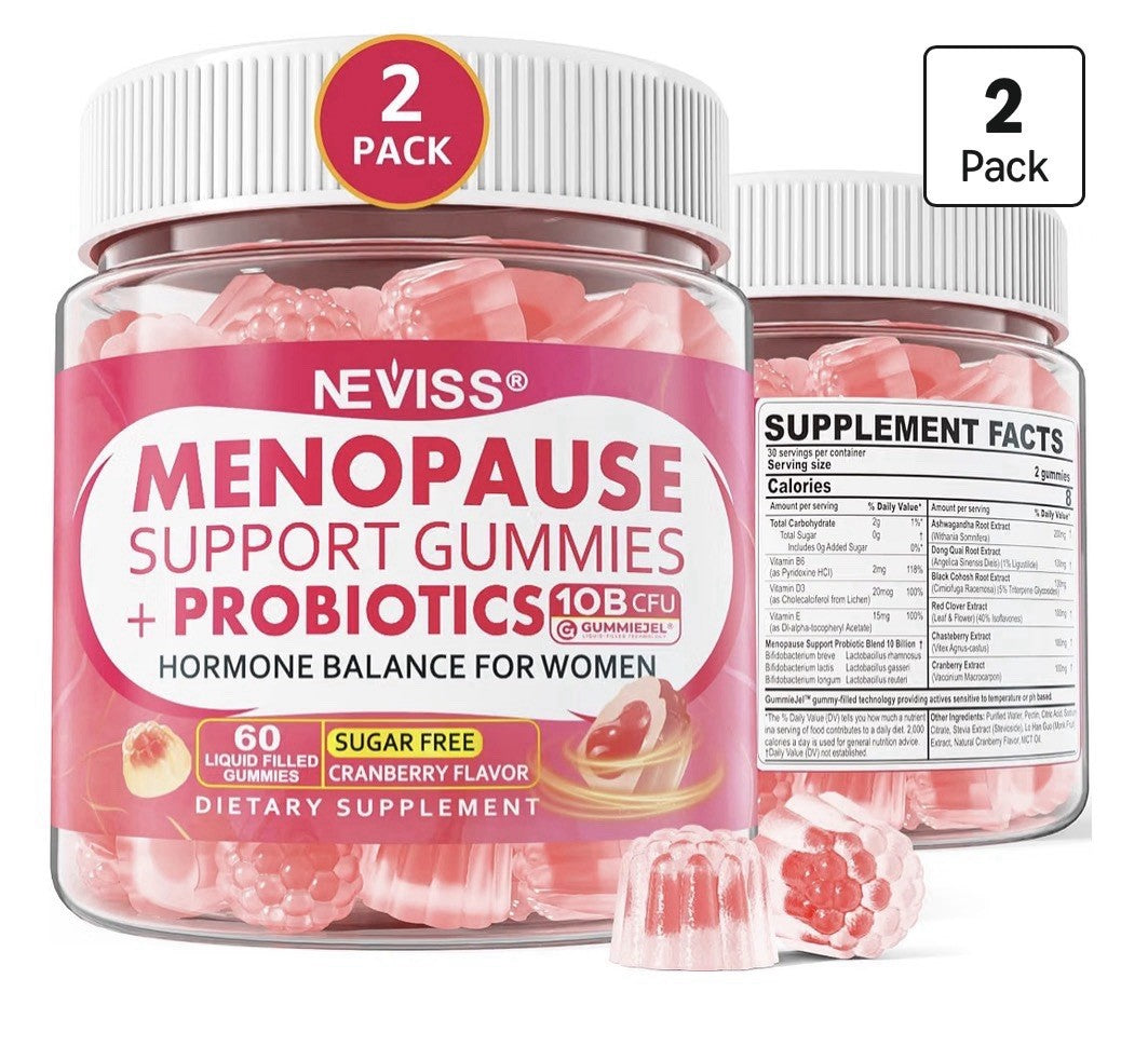 2 Pack Neviss Menopause Support Gummies + Probiotics for Women Hormone Balance