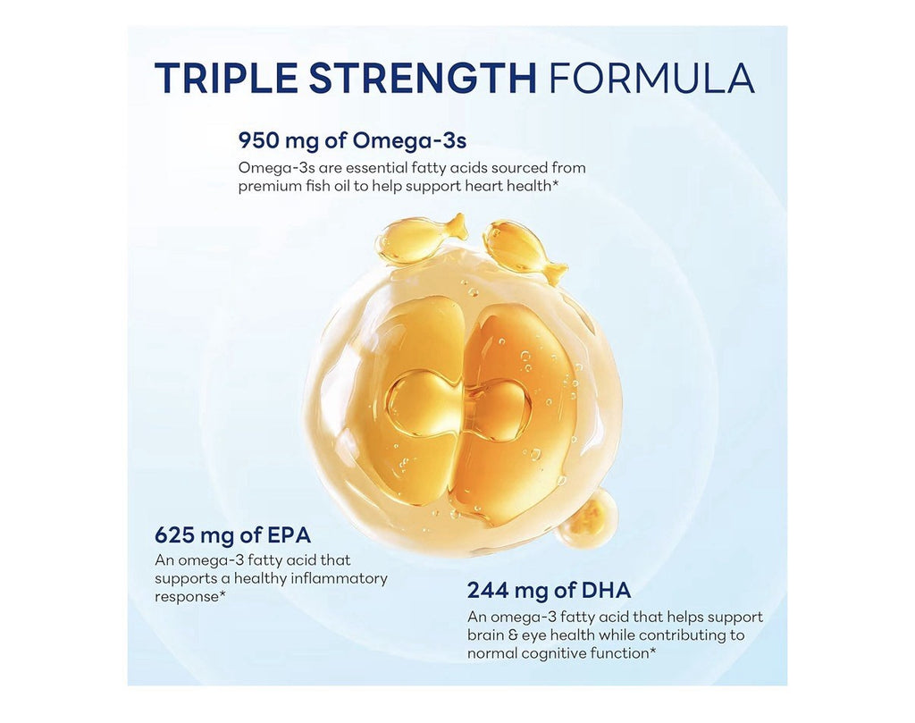 Vitamin World Omega 3 Fish Oil 1360 mg Triple Strength Supplement 180 Softgels