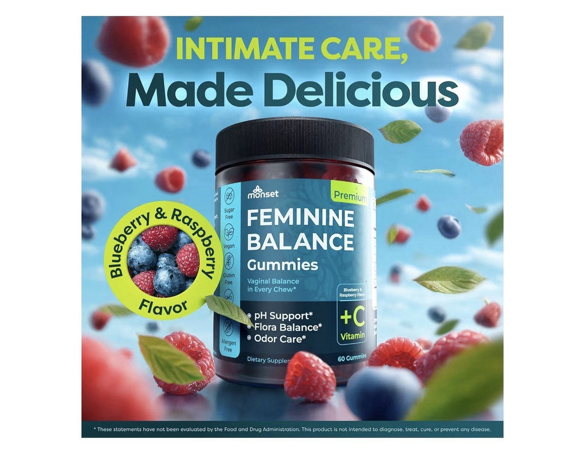 Monset Feminine Probiotic pH Balance Freshness Flora Odor Support 60 Gummies