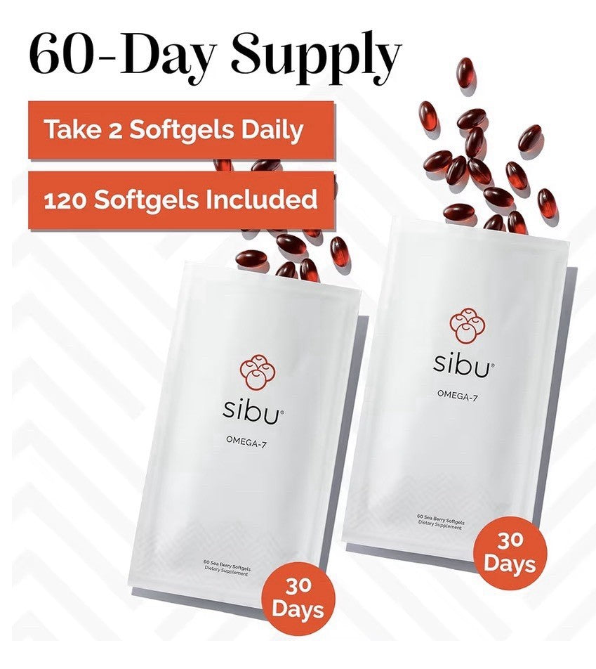 2 Pack sibu Omega-7 Sea Buckthorn For Healthy Skin Hair Nails Dryness
