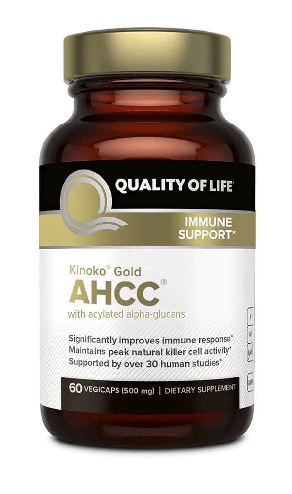 2 Packs Quality of Life Kinoko Gold AHCC  Immune Support 120 Capsules