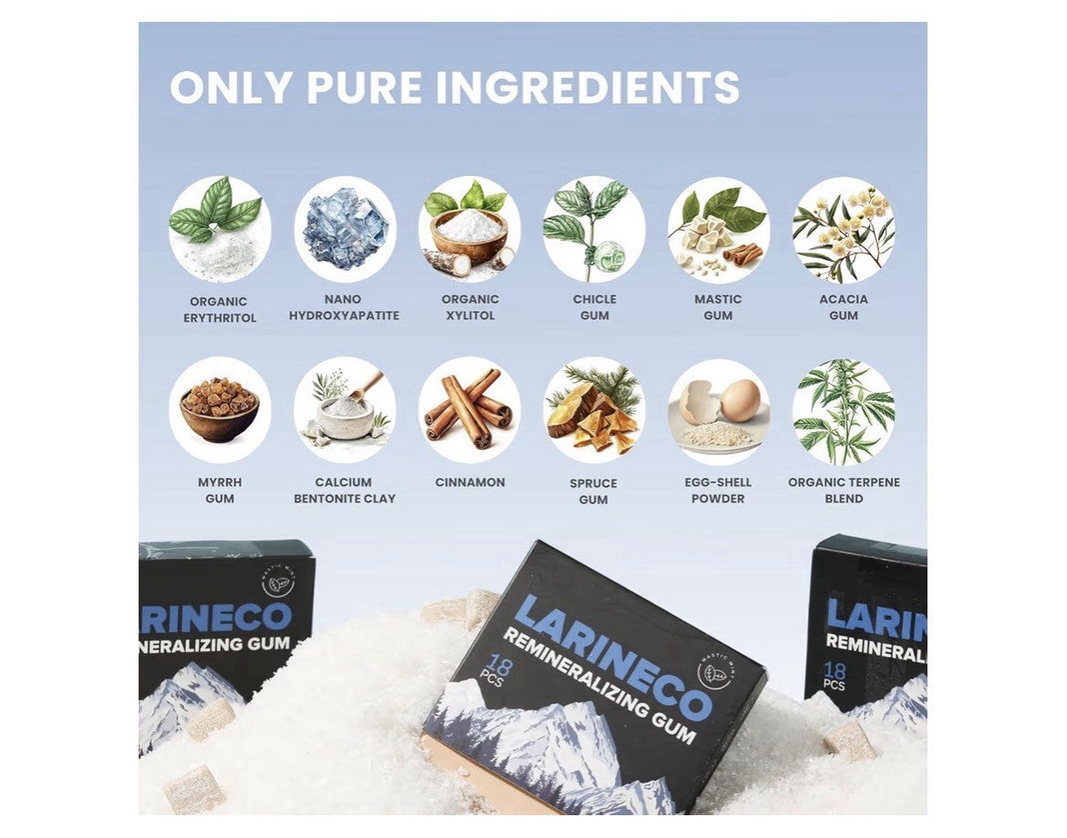 Larineco Remineralizing Gum Hydroxyapatite Xylitol Gum Variety Flavors 4 Pack