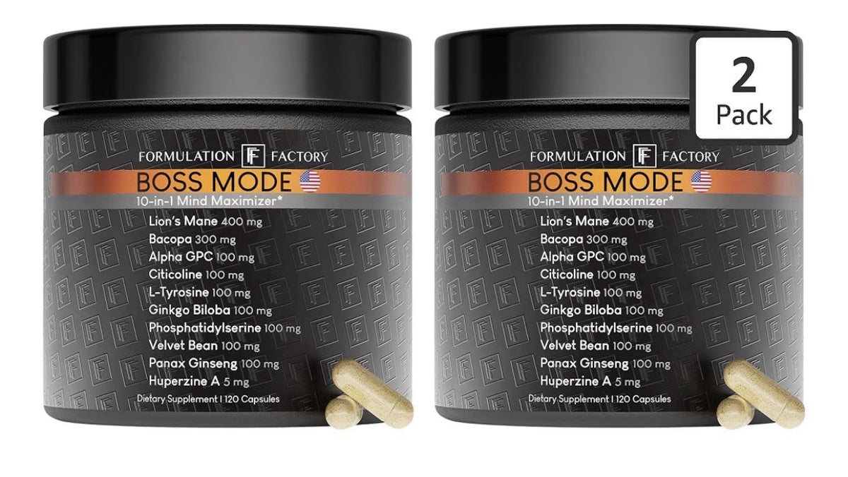 2 Pack Factory Formulation BOSS Mode 10-in-1 Mind Maximizer Nootropic Complex