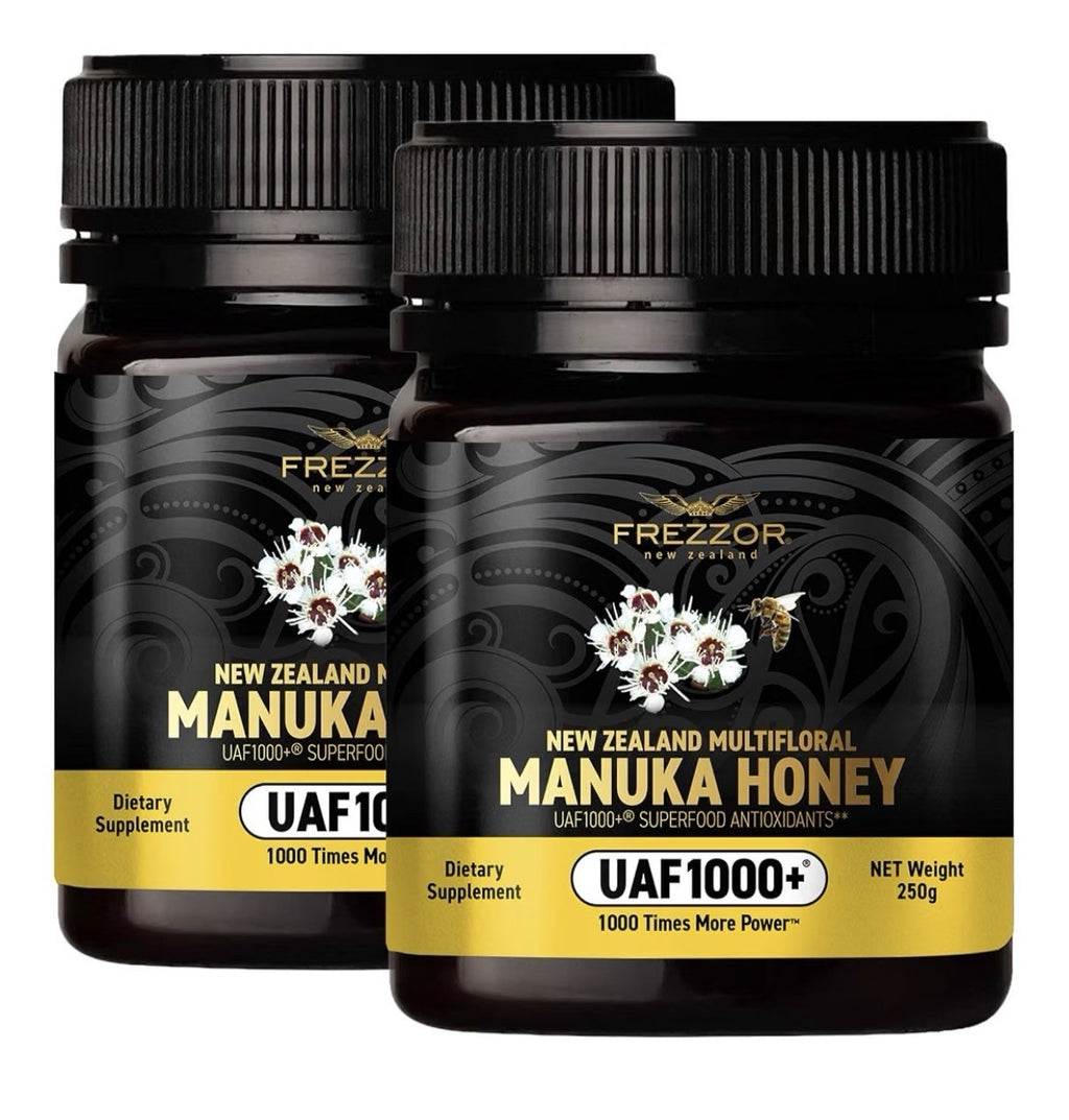 2 Pack FREZZOR Manuka Honey New Zealand Raw Multifloral UAF1000+ Antioxidants