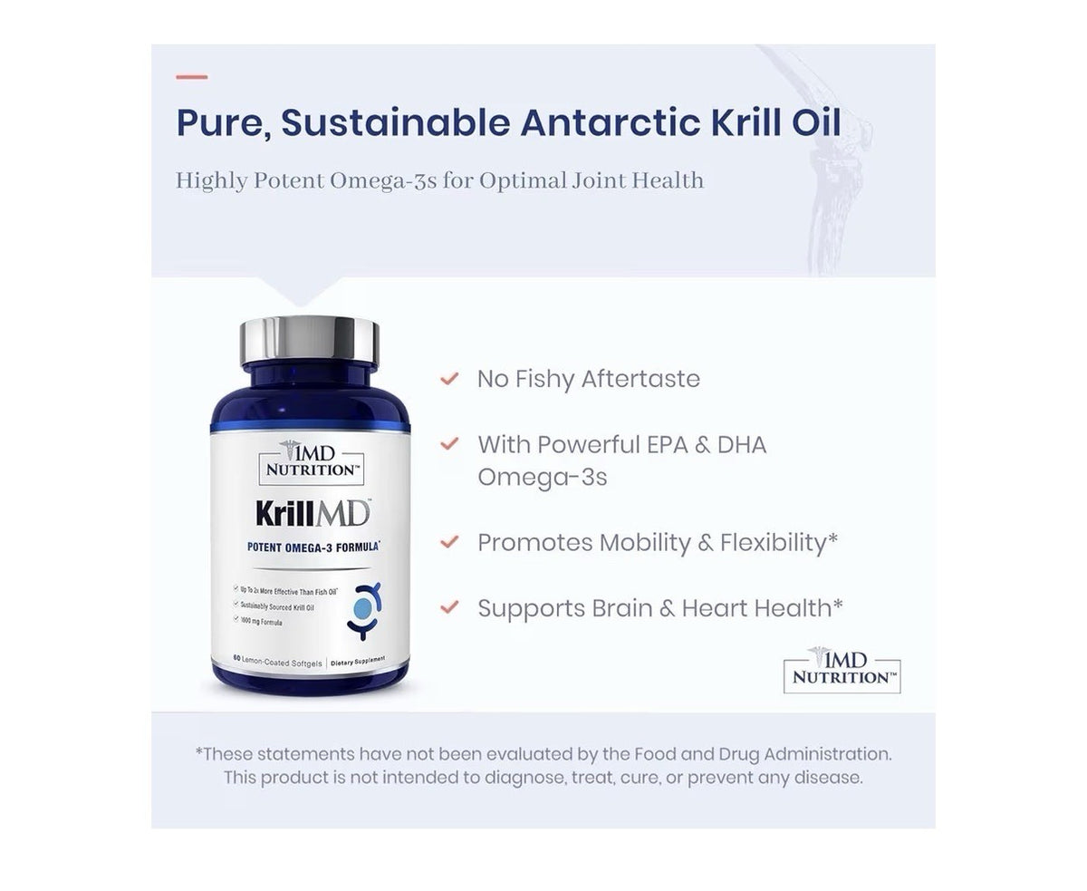 1MD Nutrition KrillMD Antarctic Krill Oil Omega 3 Astaxanthin EPA DHA 60Softgels