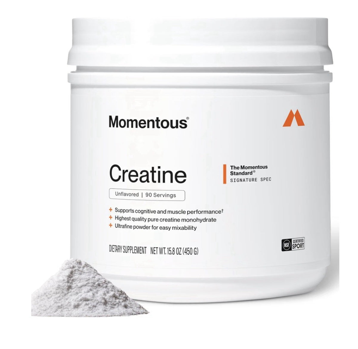 Momentous Creatine Monohydrate Powder Cognitive Muscle Performance 90 Servings