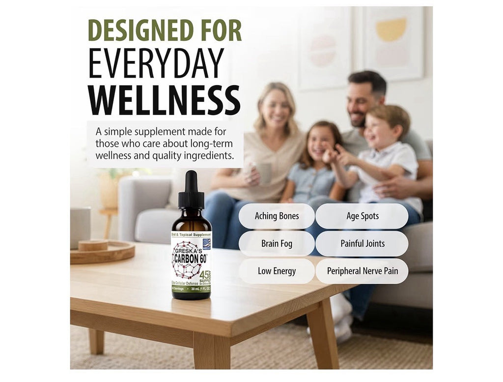 Greska's Carbon-60 Organic Olive Oil Health Energy Vitality Focus 45 Day Supply