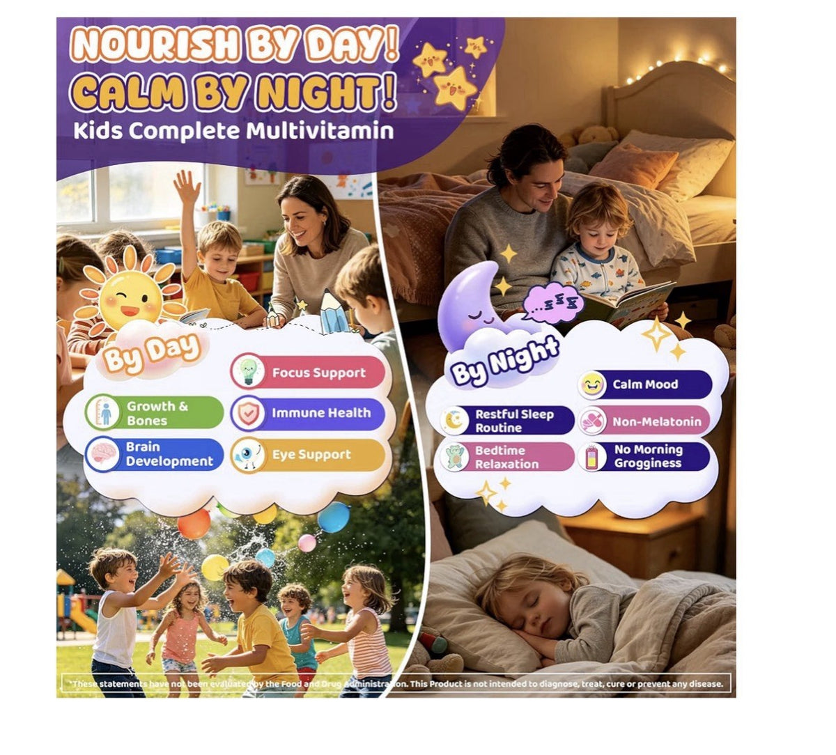 Neviss Kids 4+ Methylated Multivitamin Sleep Calm Brain Bone 60 Gummies 2 Pack