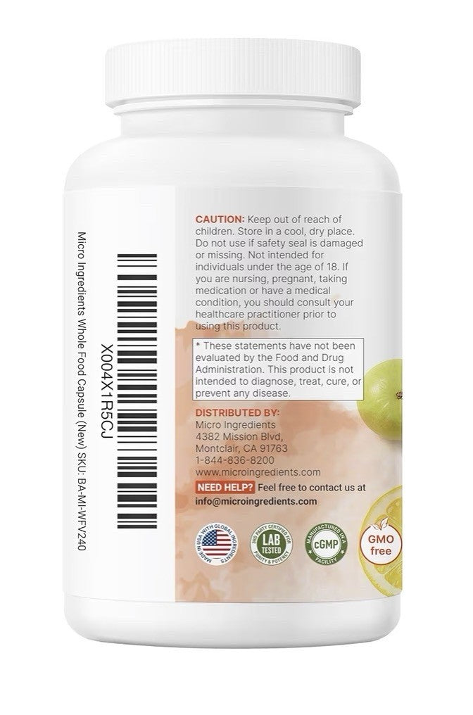 Micro Ingredients Whole Food Vitamin C From 10 Berries And Fruits 240 Capsules