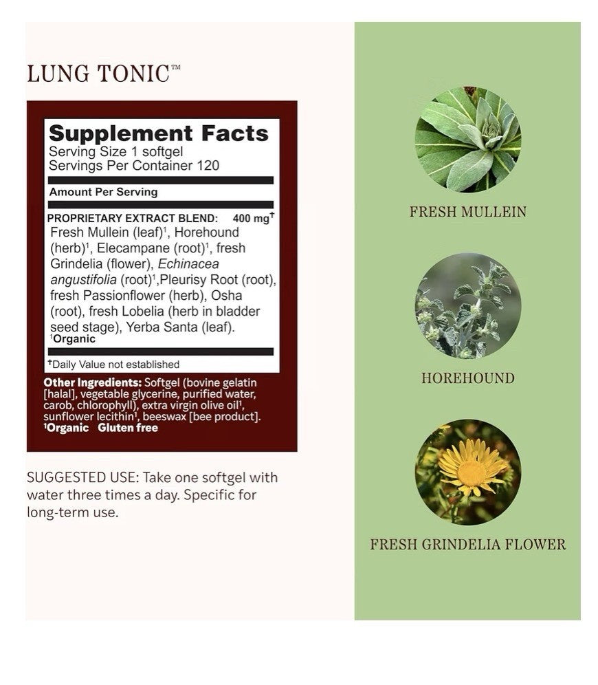 2 Pack Herbs Etc. Lung Tonic Herbal Supplement Clear Breathing Bronchial Health
