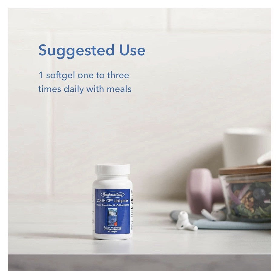 Allergy Research Group CoQ10 Ubiquinol Stable Bioavailable CoQ10 60 Softgels