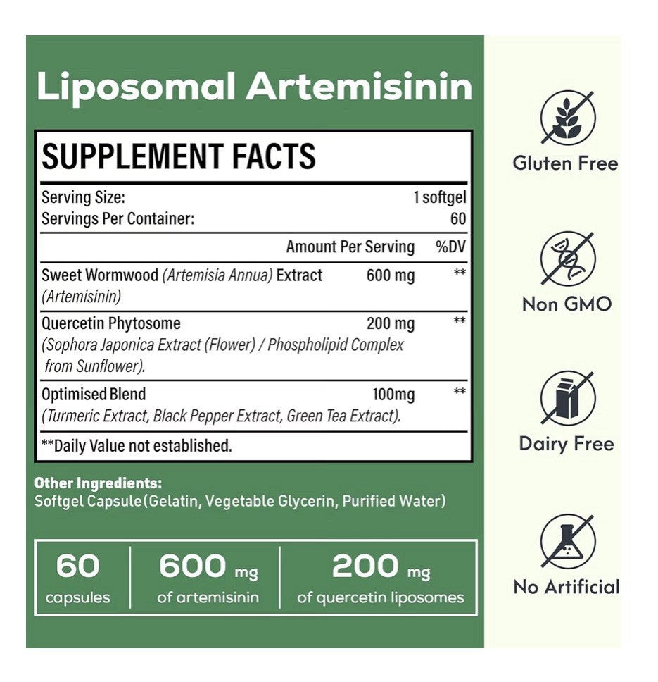 Osasuna Liposomal Artemisinin 900mg Maximum Absorption Sweet Wormwood 60 Softgel