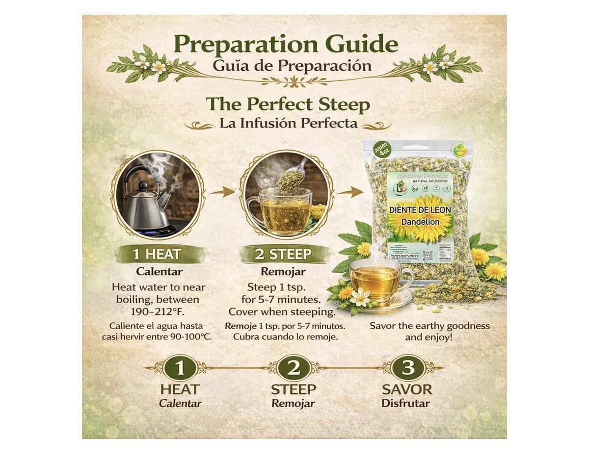 B-Eperts Diente de León Dandelion Loose Leaf Herbal Tea Natural 4 oz