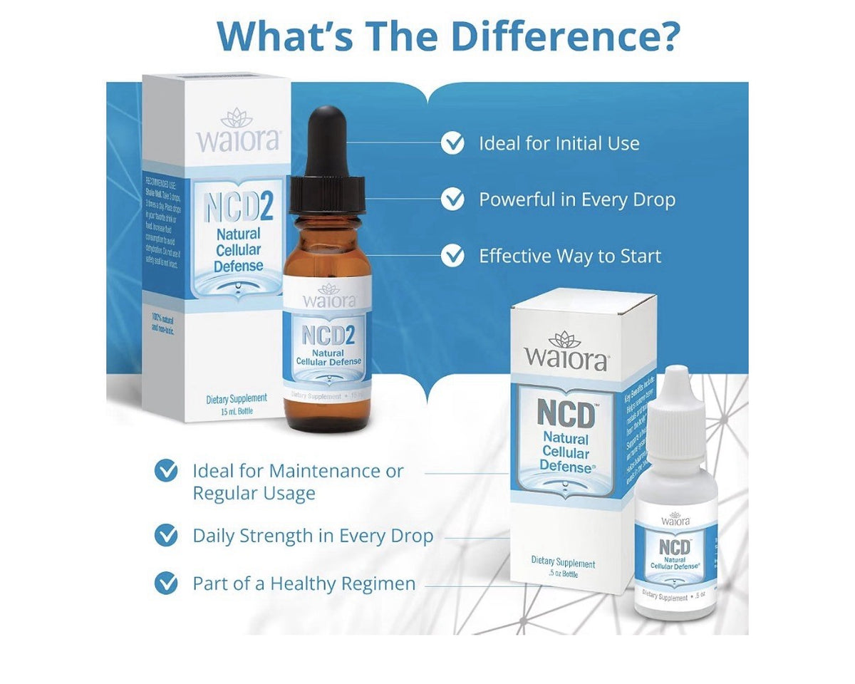 2 Pack Waiora NCD Natural Cellular Defense Liquid Drops Mineral Cellular Support