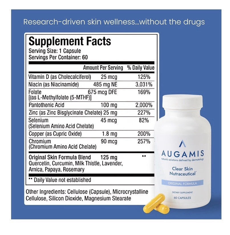Augamis Clear Skin Nutraceutical Original Formula Acne Treatment 3 Pack
