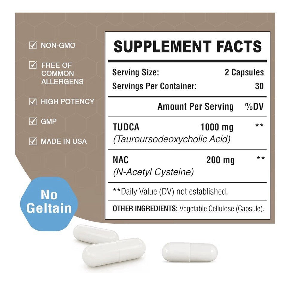 2 Pack Zingicin TUDCA + NAC Supplement 1200mg Antioxidant Liver Gut Health