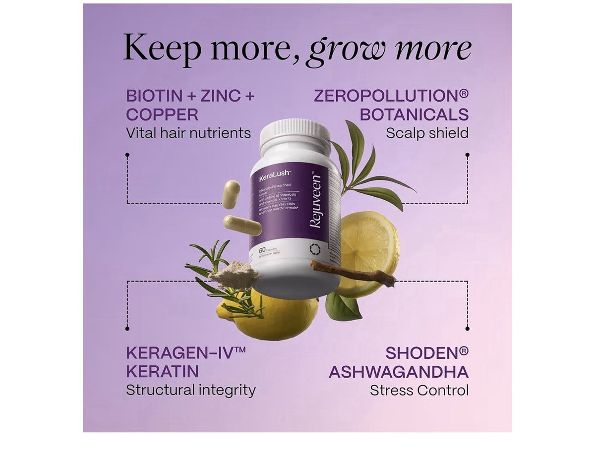 Rejuveen KeraLush Hair Skin Nails and Scalp Health Formula For Women 60 Capsules