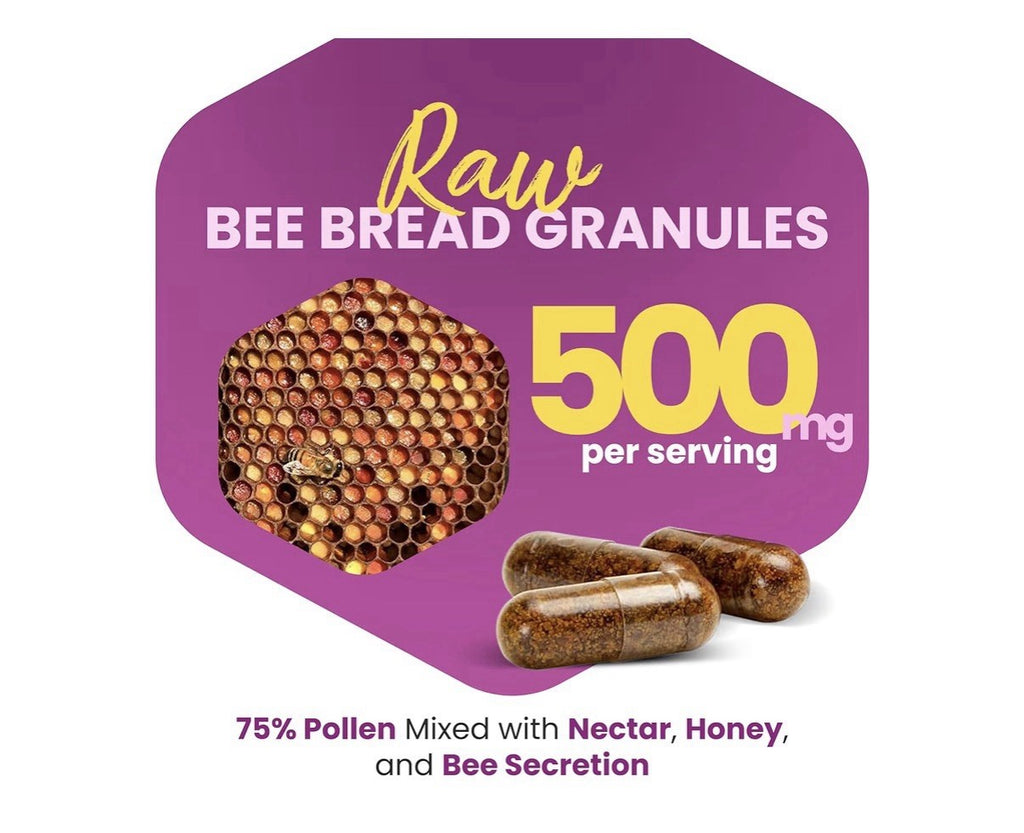 HONEYBEEZONE Bee Bread Nutrients Dense Superfood Energy Immune Support 60capsule