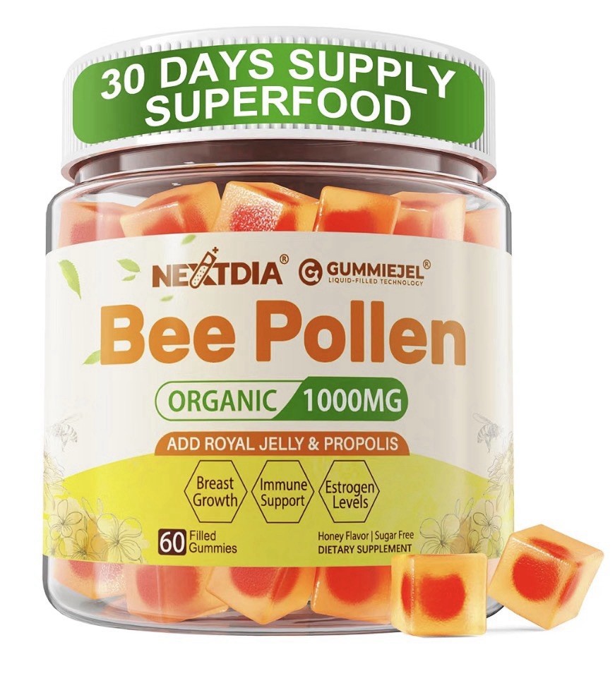 Nextdia Bee Pollen Organic 1000mg Gummies Energy Skin Immune Support 60 Gummies