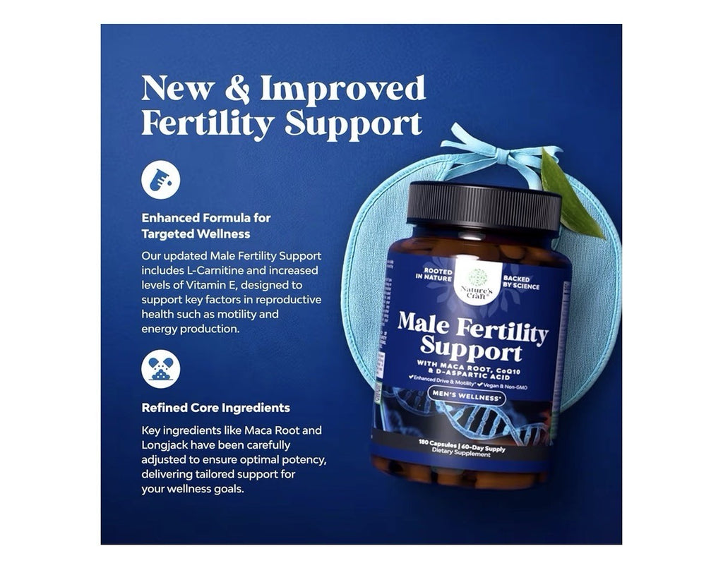 Natures Craft Male Fertility Support Semen Volume Booster Enhance Mobility 180Ca