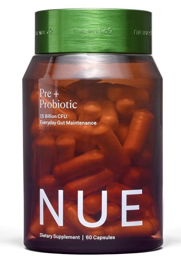 Nue Pre + Probiotic Everyday Gut Maintenance 15 Billion CFU Supplement 60Capsule