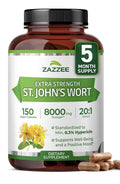 Zazzee St. John’s Wort Supports Wellbeing , Positive Mood 0.3% Hypericin 150Caps