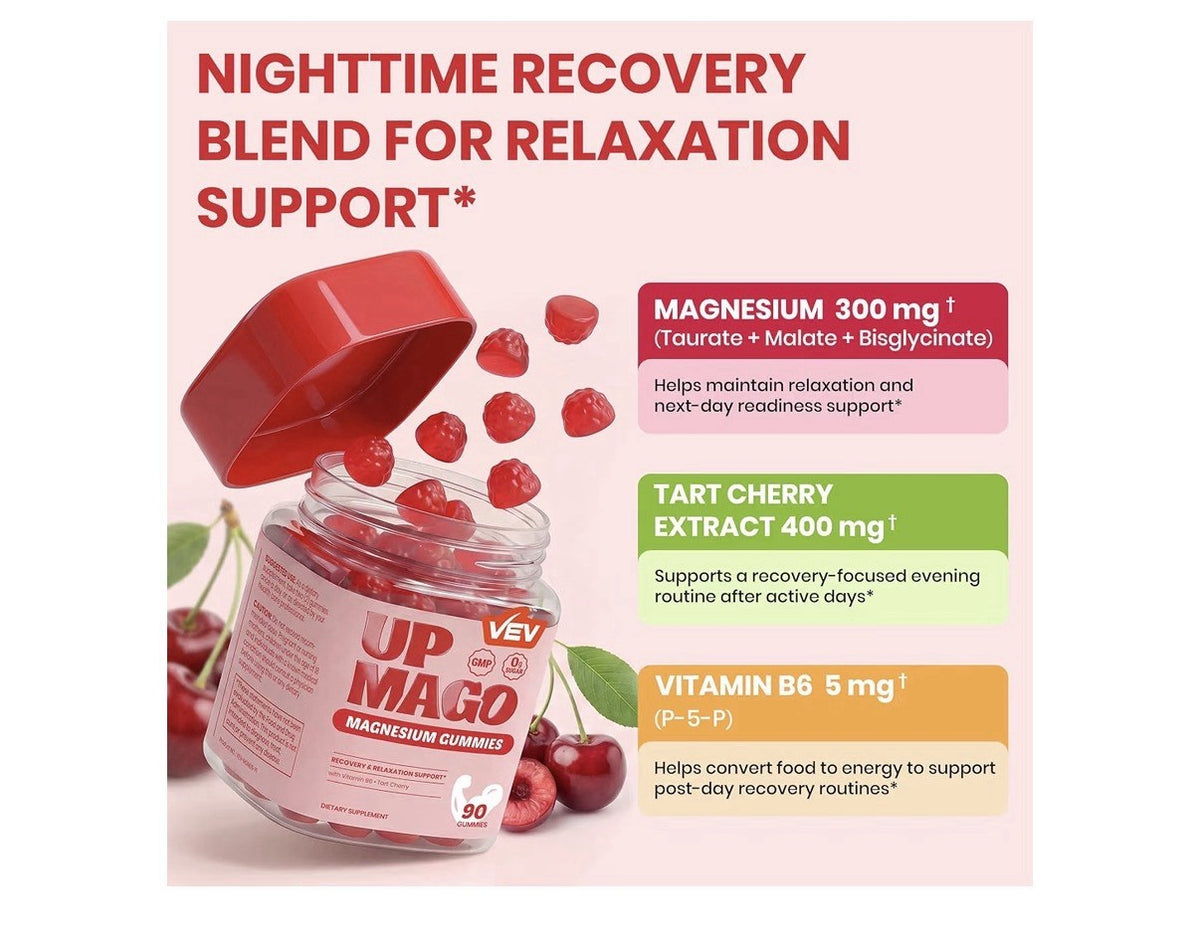 VEV UPMAGO Magnesium Gummies for Adults Recovery & Relaxation Support 90 Gummies