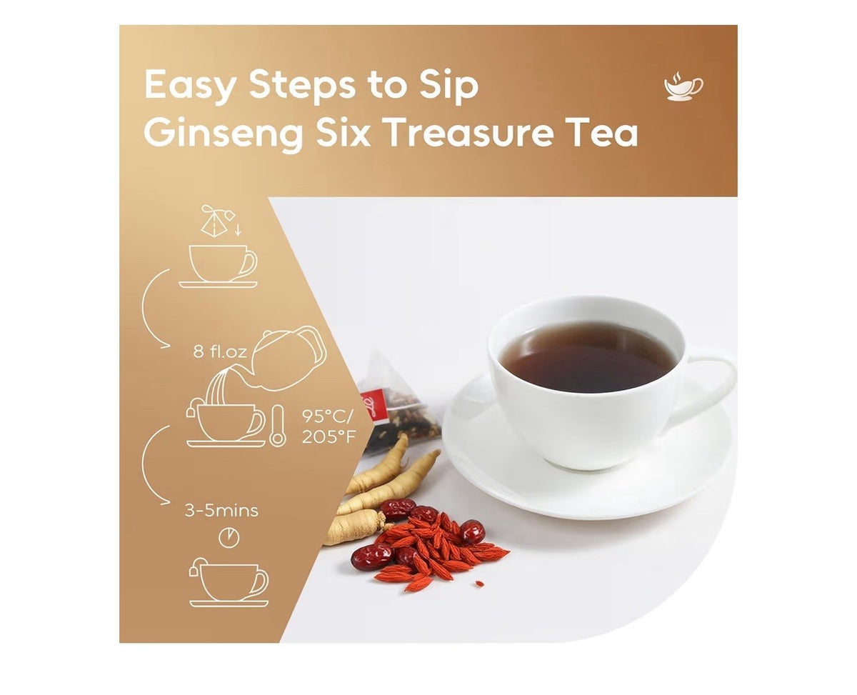 FullChea Ginseng Six Treasure Herbal kidney detox cleanse Support Wellness 30Tb 