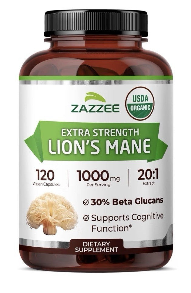 Zazzee Lion's Mane 30% Beta Glucans Supports Cognitive Function 2 Month Supply
