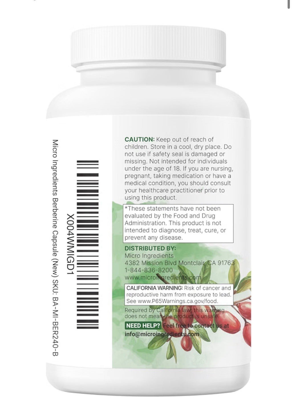 Micro Ingredients Berberine Ceylon Cinnamon Chromium Turmeric 240 Veggie Capsule