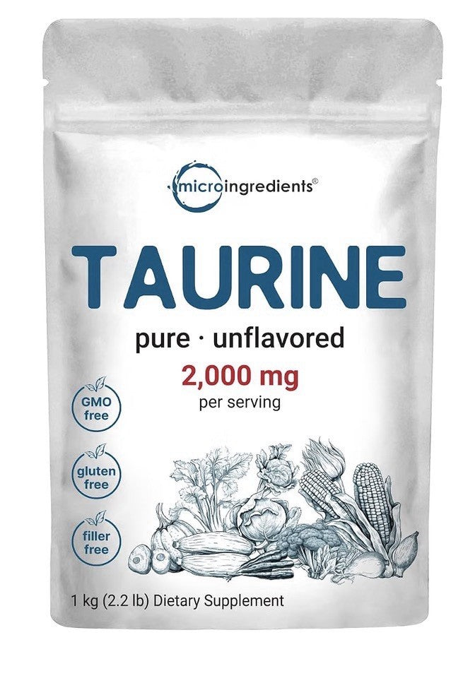 Micro Ingredients Taurine Powder Pure Unflavored 2000mg Per Serving 1 Kg