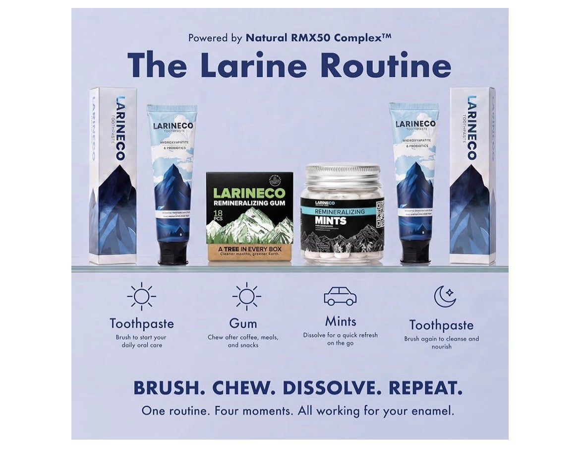 Larineco Remineralizing Gum Hydroxyapatite Xylitol Gum Peppermint Flavor 4 Pack