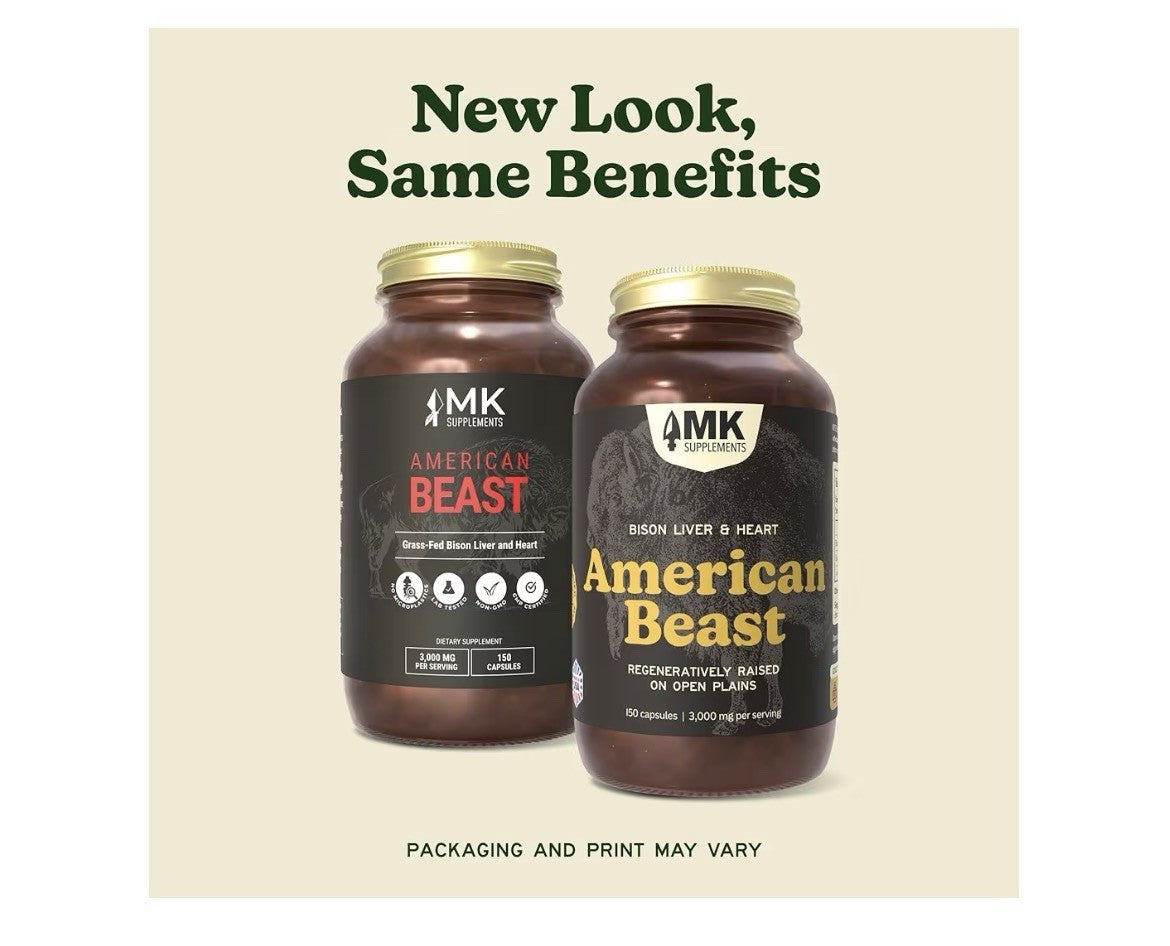 MK Supplements American Beast Bison Liver& Heart Organ Supplement Athletes 150ca