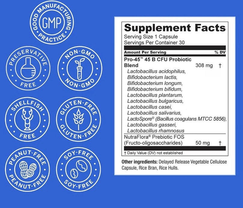 Live Conscious PRO 45 Probiotics With FOS Prebiotics for Women & Men 3 Pack