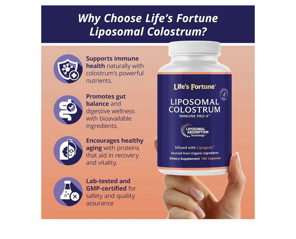 Life's Fortune Liposomal Colostrum Defense Activator Muscle Gut Hair Health 180c