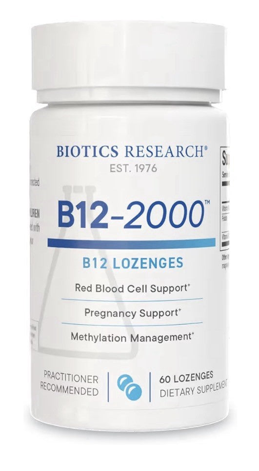 Biotics Research B12-2000™ mcg Vitamin B12, B6 Red Blood Cell Support 60Lozenges