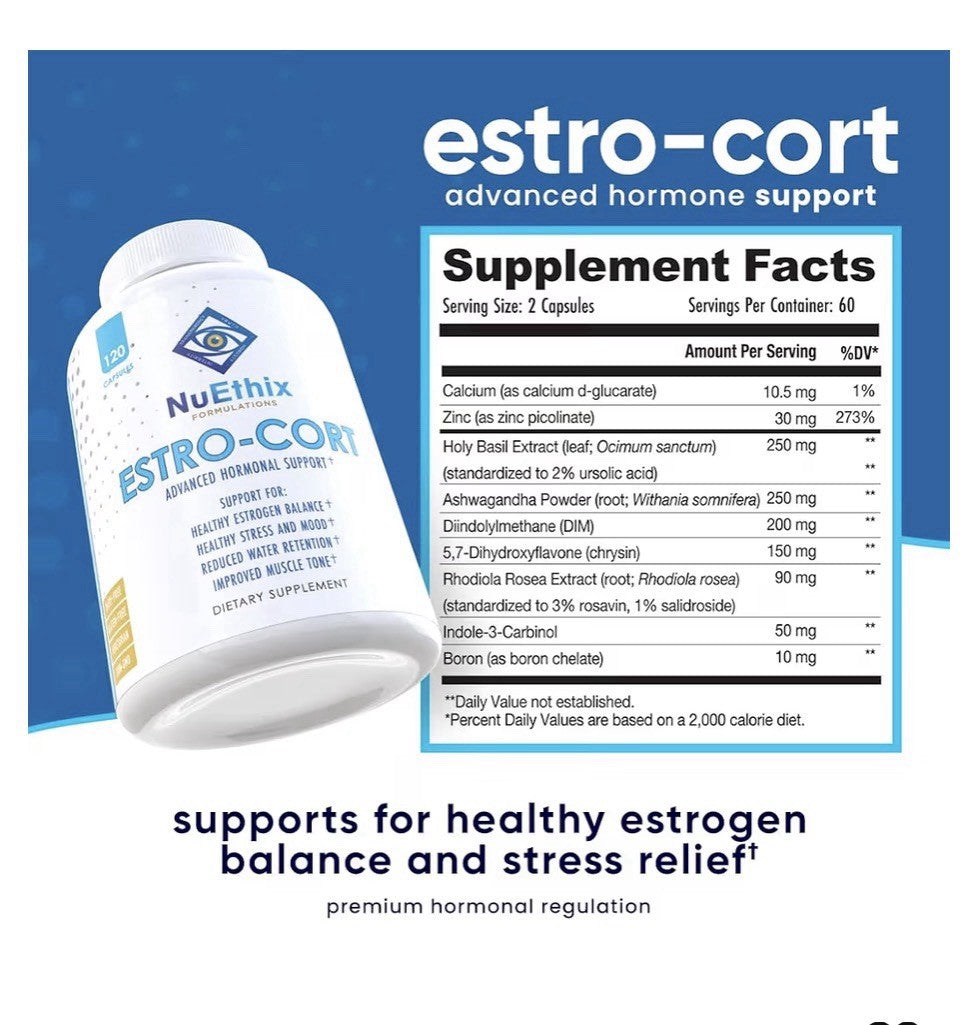 NuEthix Estro-Cort Advanced Hormonal Support Dietary Support 60 Capsules