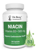 Dr. Berg Niacin Vitamins B3 500 mg Support Cardiovascular Health Brain 100 Caps
