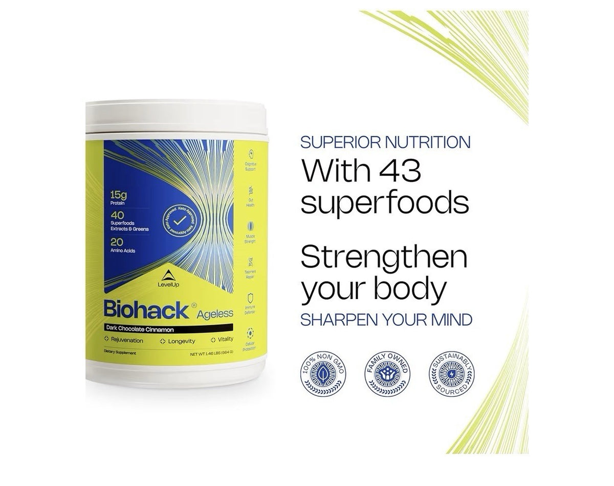 LevelUp Biohack Ageless Colostrum Collagen Superfoods Longevity Vitality 1.46LBS